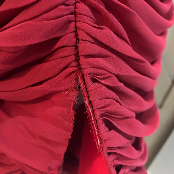 House of CB Carlotta Wine Ruched Draped Chiffon Dress - Picture 6 of 8